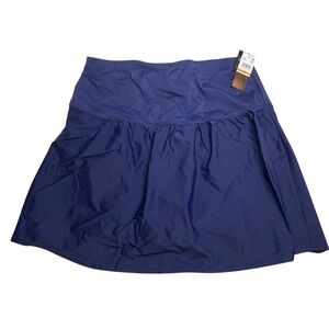 Island Escape Plus Size Tummy Control Swim Skirt Navy Blue 24W New with Tags